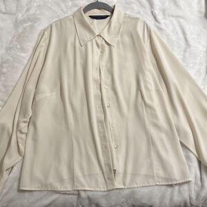 Preston & York 18W Cream Button Down – Quiet Luxury Minimalist Office Chic